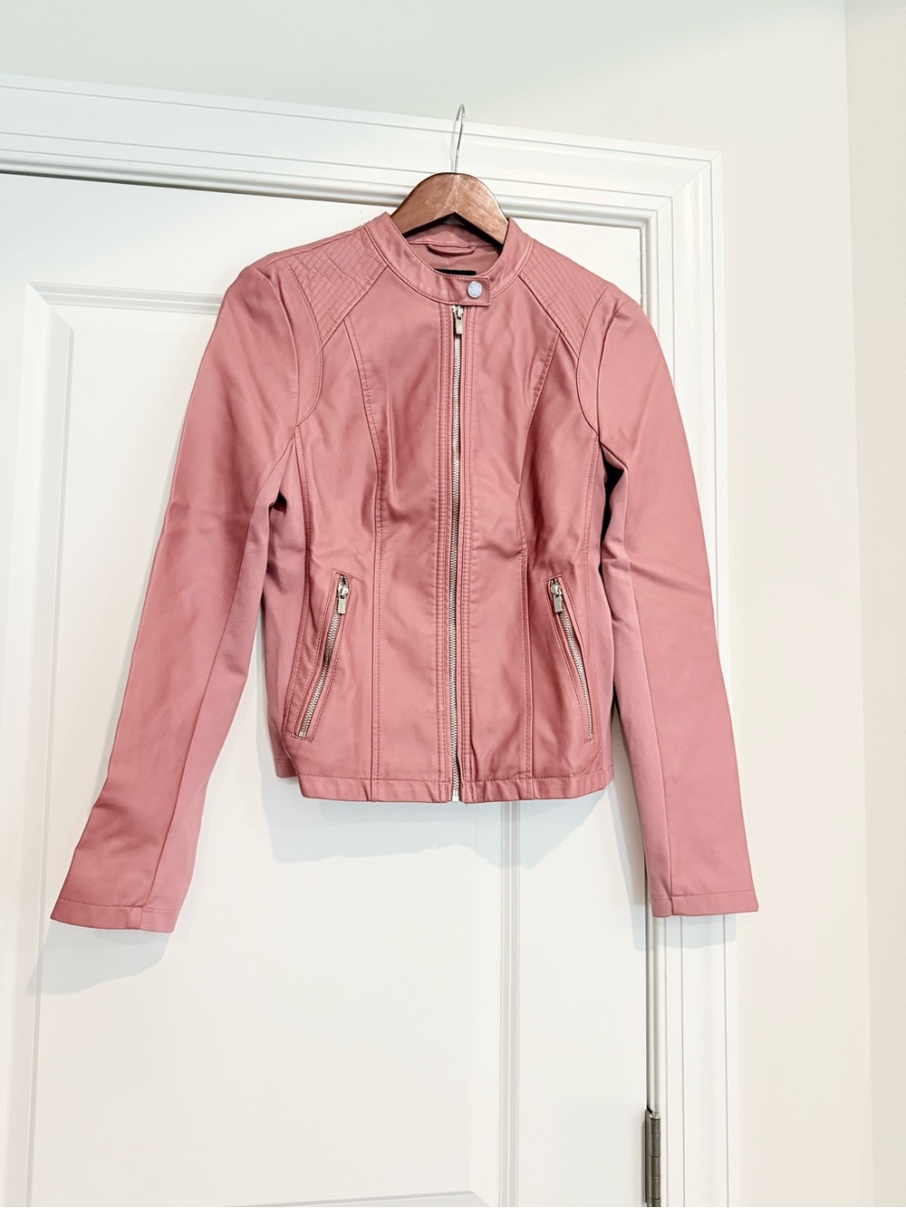 NWT Express Dusty Rose Faux Leather Moto Jacket